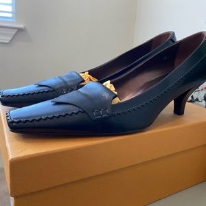 Tod's Mocassino Fondo Dinanti Black Leather Kitten Heels